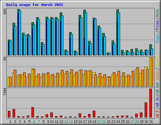 Daily usage for March 2021