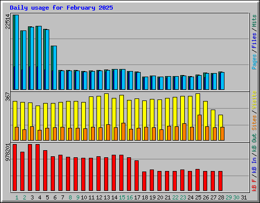 Daily usage for February 2025